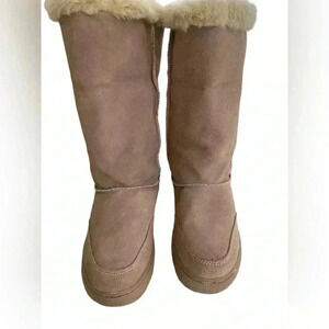 Rampage ASHLEE Boots Women’s Size 7 Beige Leather Faux Fur